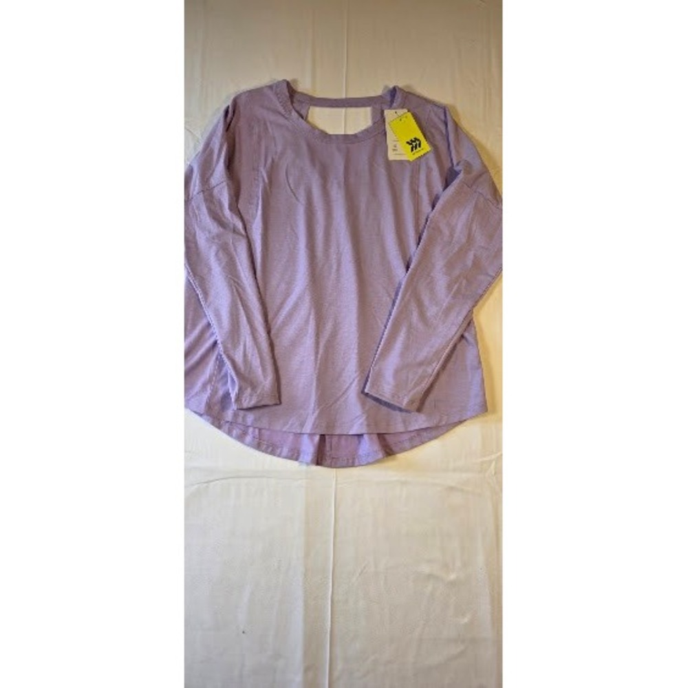 All in Motion Womens Long Sleeve Yoga Shirt Light Purple Cutout Back Medium